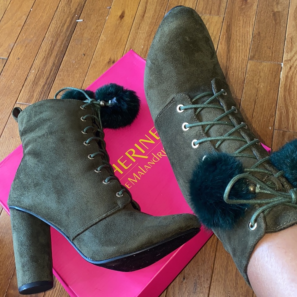 POMPIE KHAKI Green TIE UP BOOTIE